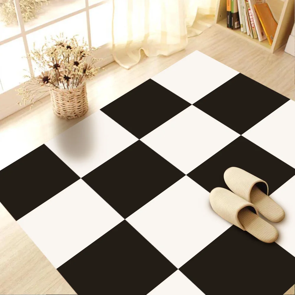 Черно белая клетчатая водостойкая настенная напольная плитка наклейка
