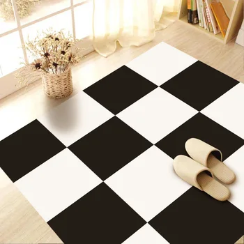 

Black White Checkered Waterproof Wall Floor Tiles Sticker Self-Adhesive Peel Stick Backsplash Tile Decals for Kitchen Bathroom