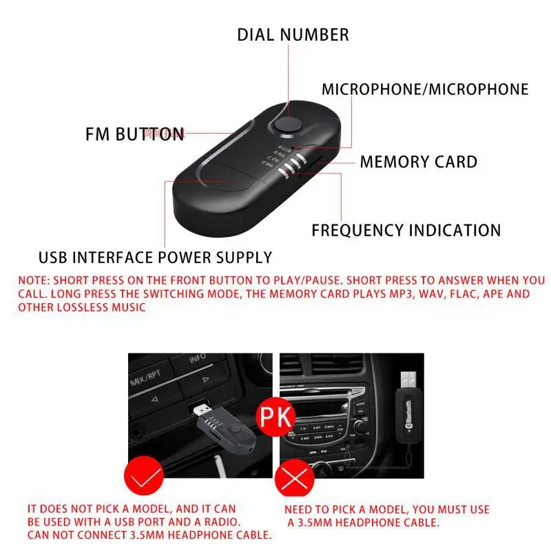 Автомобильный USB fm-передатчик с питанием от Bluetooth автомобильный аудио плеер Музыкальный адаптер беспроводной приемник Громкая связь в автомобиле fm-модулятор