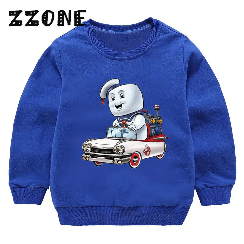 5224J-Blue Детские толстовки с капюшоном, забавные толстовки для детей, в старом школьном стиле, с привидениями, пуловер для малышей, топы для девочек и мальчиков, осенняя одежда, KYT5224 - Цвет: 5224J-Blue
