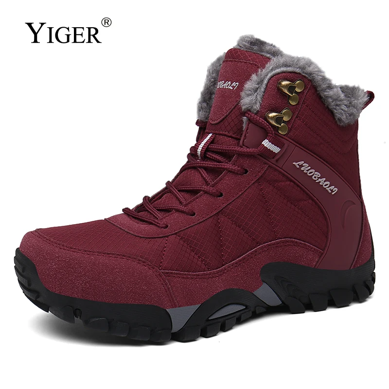 

YIGER NEW Women's snow boots winter warm casaul cotton shoes large size lace-up Outdoor sports female Non-slip snow boots 0413