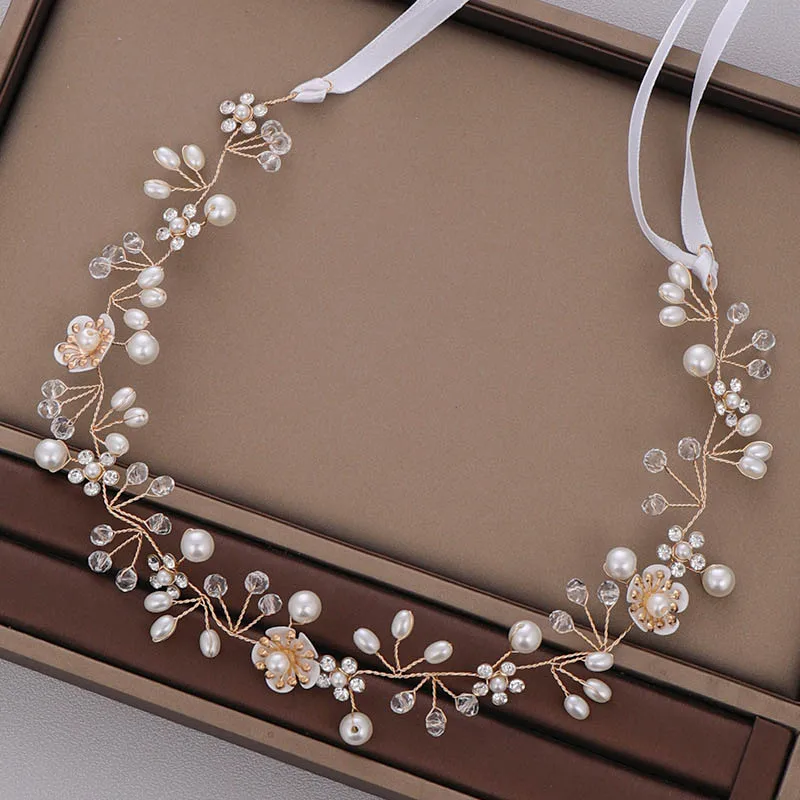 New High Grade Wedding Bridal Hair Accessories Handmade Shiny Rhinestone Flower Pearl Headband Bridal Wedding Headdress LL@17