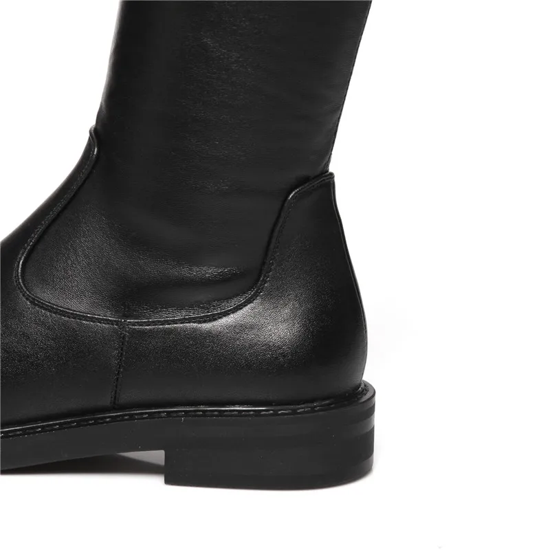 MEMUNIA/ г. Новые ботинки из натуральной кожи Женские однотонные модные сапоги до колена на квадратном каблуке осенне-зимняя женская модельная обувь