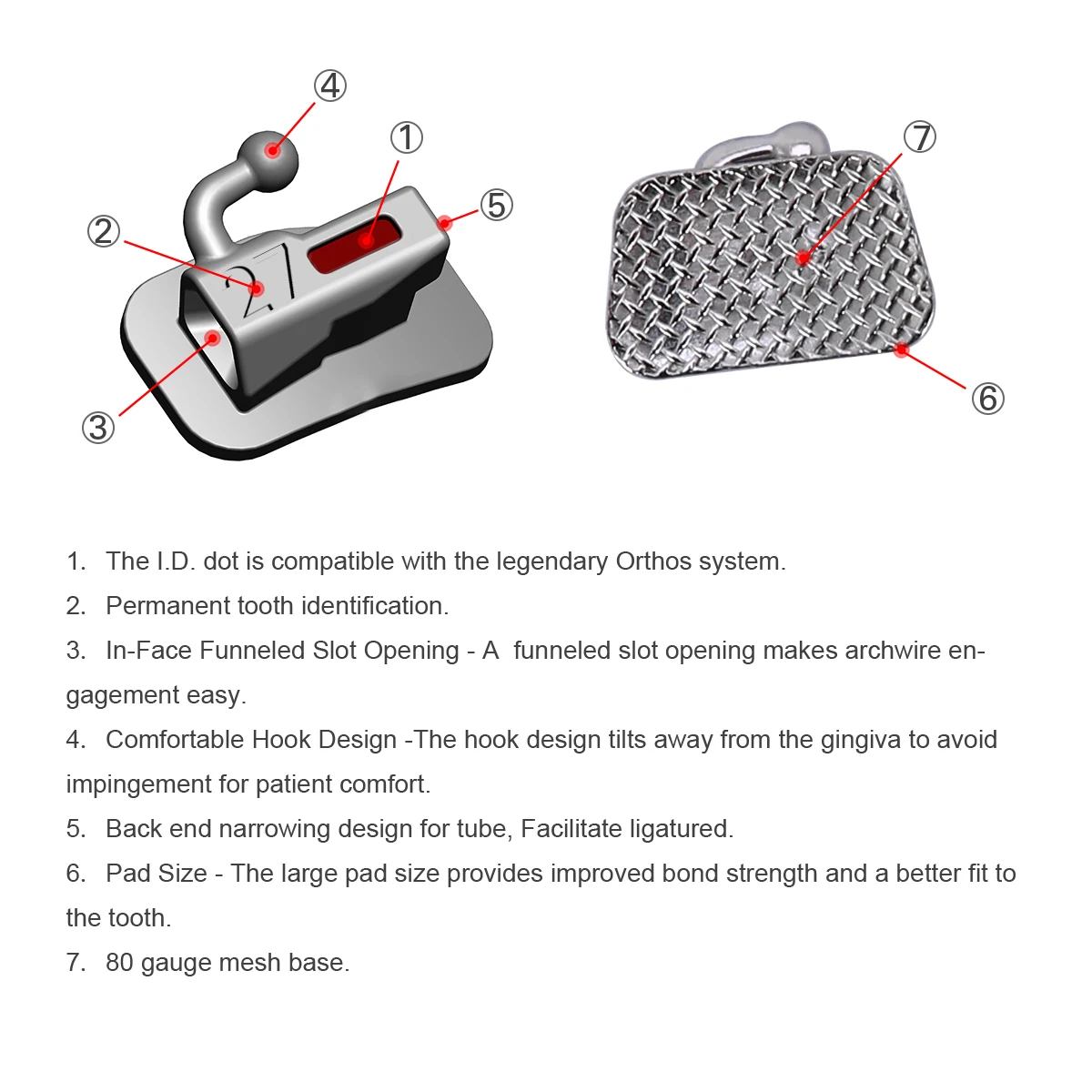 10 Packungen AZDENT 2. Molar Bondable Nicht umwandelbares Einzelrohr/MBT/Edgewise 022/018 Bukkalröhrchen – Detail 16