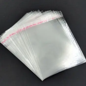 

100PCS/Lot Transparent Non drying adhesive Opp Plastic Bags For Candy Cookie Necklace Rings Packaging Cellophane Bag Party Gift