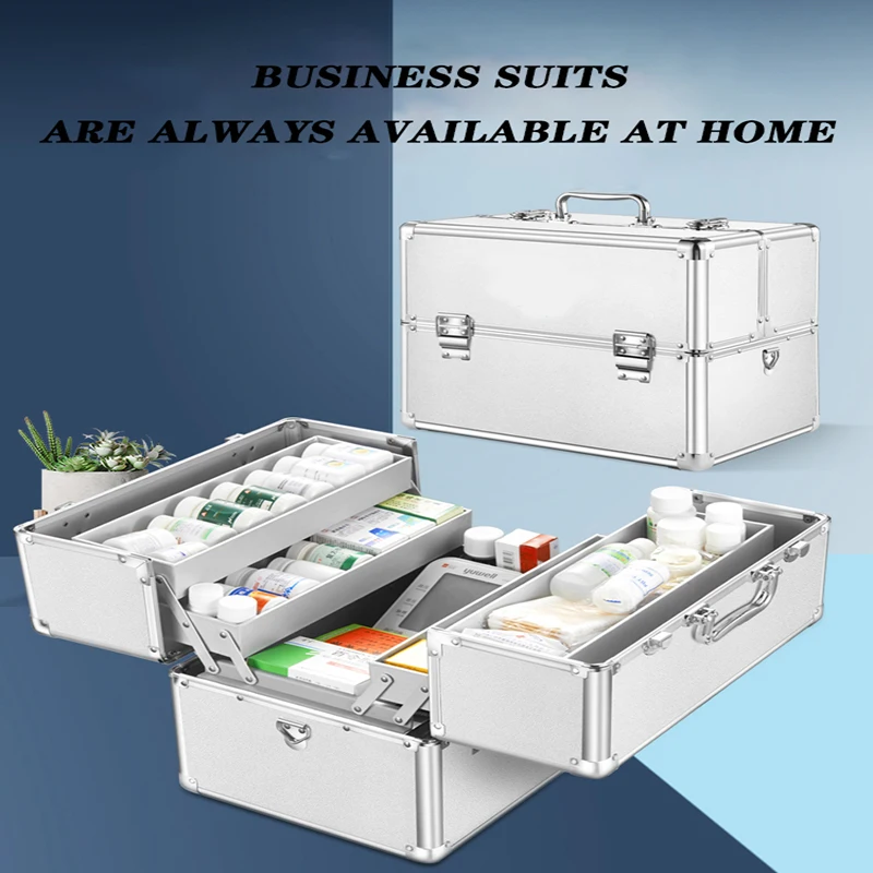 Aluminium Metal Full Set Medical Box Family Multi-Storey Medical Emergency Care Double Open Three Floors Customized