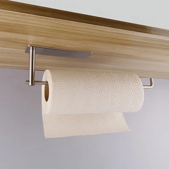 

Stainless Steel Towel Rack Bathroom Organizer Wall-mounted Paper Roll Holder Bathroom Shelf Household Kitchen Cabinet Shelf Rack