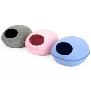 

Dog Cat Bed Cave Sleeping Bag Zipper Egg Shape Felt Cloth Pet House Nest Cat Basket Products for Cats Animals Supplies