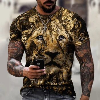 Fashion tiger head pattern men's 3DT shirt summer street style personality short-sleeved