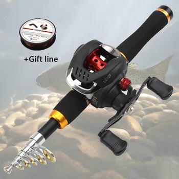 

1.65M Portable telescopic fishing rod and Casting Reel set Carbon Fiber Casting Rod lure Trout Rod ultrashort Trave Tackle