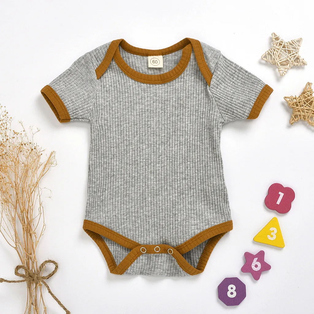 

(0-18M) Baby Short Sleeve Solid Color Hang Strip Romper Cute and comfortable Selling Summer Comfortable Solid Color Jumpsuit S5