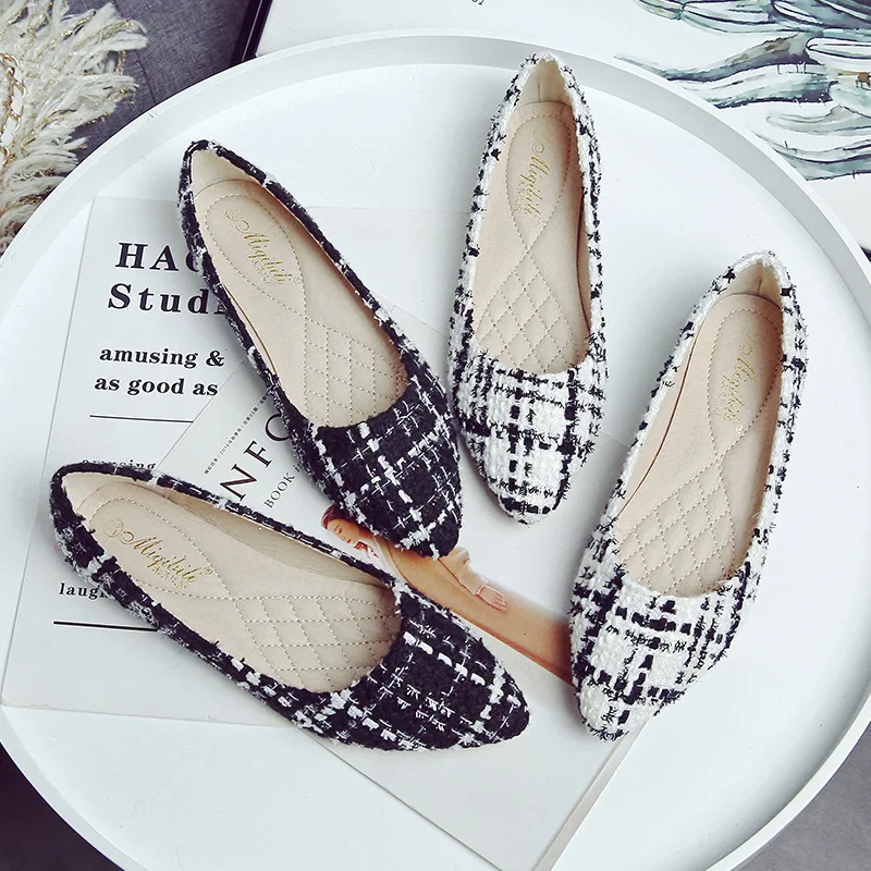 

Cotton Fabric Shallow with Basic Slip-On Pumps for Women Fashion Casual Solid Low Heel Ladies Pumps Pointed Toe Single Shoe