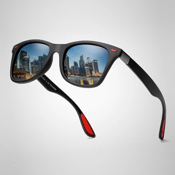 FUQIAN Hot Sale Polarized Sunglasses Men Women Classic Square Plastic Driving Sun Glasses Male Fashion Black Shades UV400 1