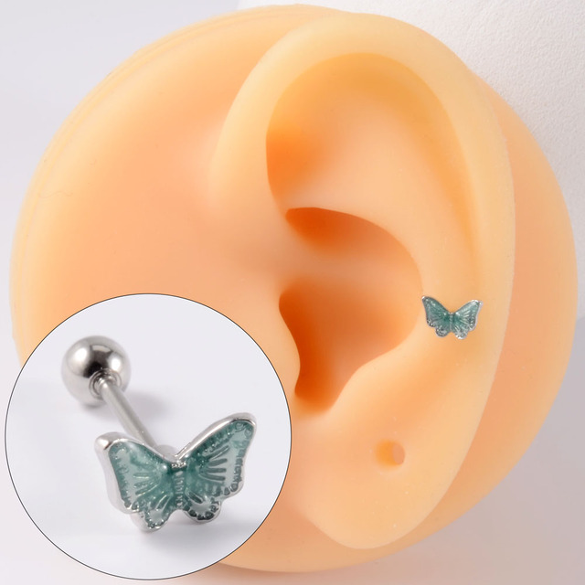 Surgical Steel CZ Cute Butterfly Ear Studs Cartilage Helix Lobe Conch Piercing Earring For Girls Gift Body Piercing Jewelry