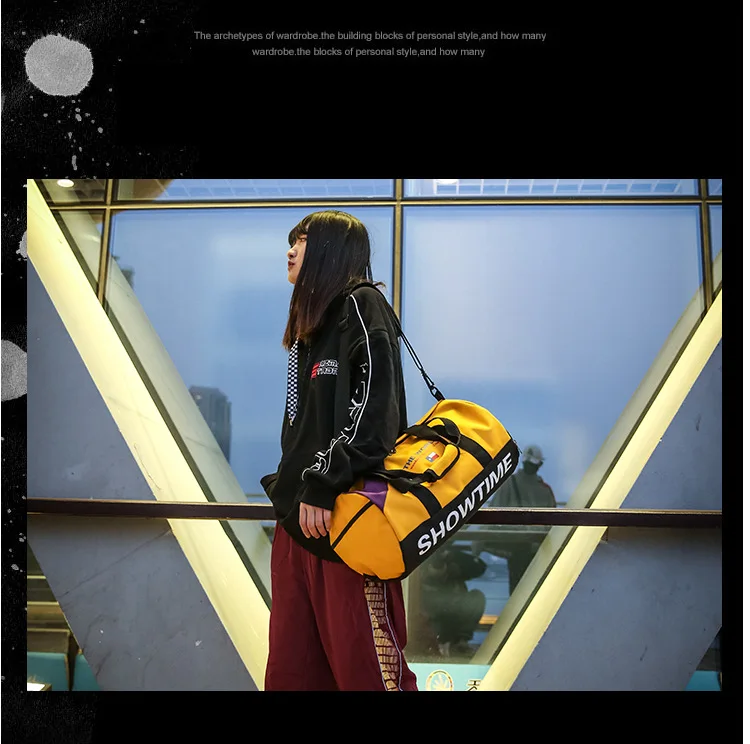 Large-Volume Wet And Dry Separation Sports Gym Bag Multi-functional Cylinder Travel Bag Single Shoulder Backpack Shoulder Portab