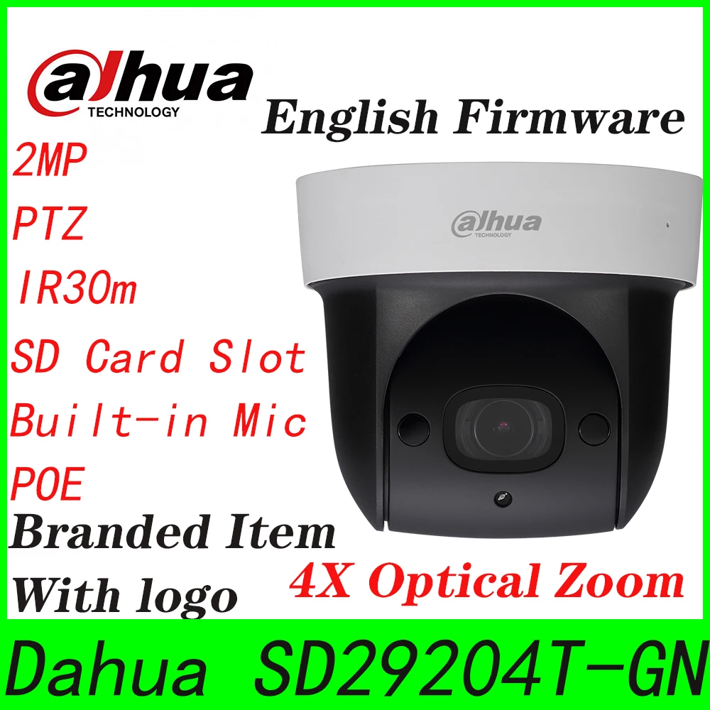 2 шт./лот Dahua оригинальный SD29204T GN 2MP 4X оптический зум SD карта ИК poe питание камера