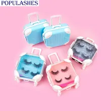 

10pcs Eyelash Packaging Box Mini Suitcase Wholesale Creative Luggage Trolley with Clear Tray Eyelash Storage Cases Beauty Tools