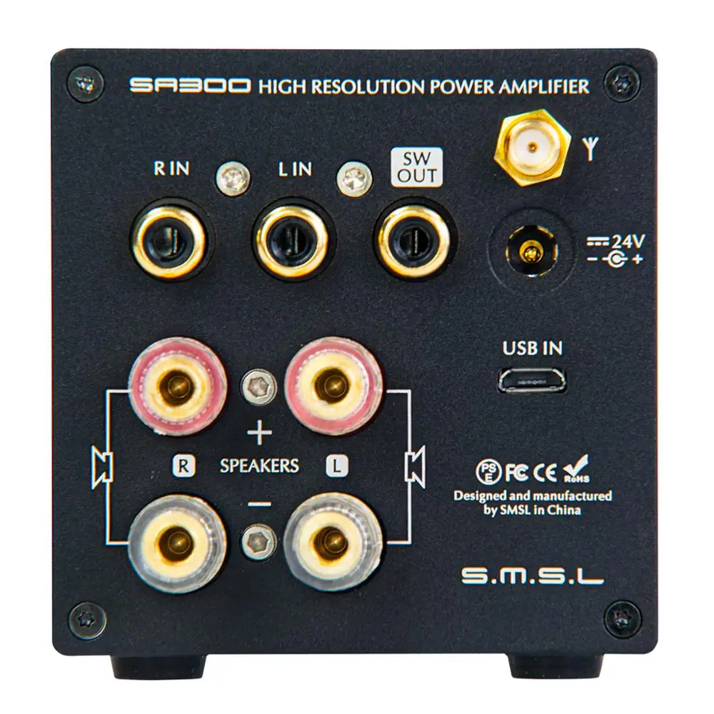 SMSL SA300 HiFi Power-Amplifier Digital Sound Amplifier Bluetooth 5.0  32bit/384kHz Subwoofer With Remote Control Blue&Red&Black