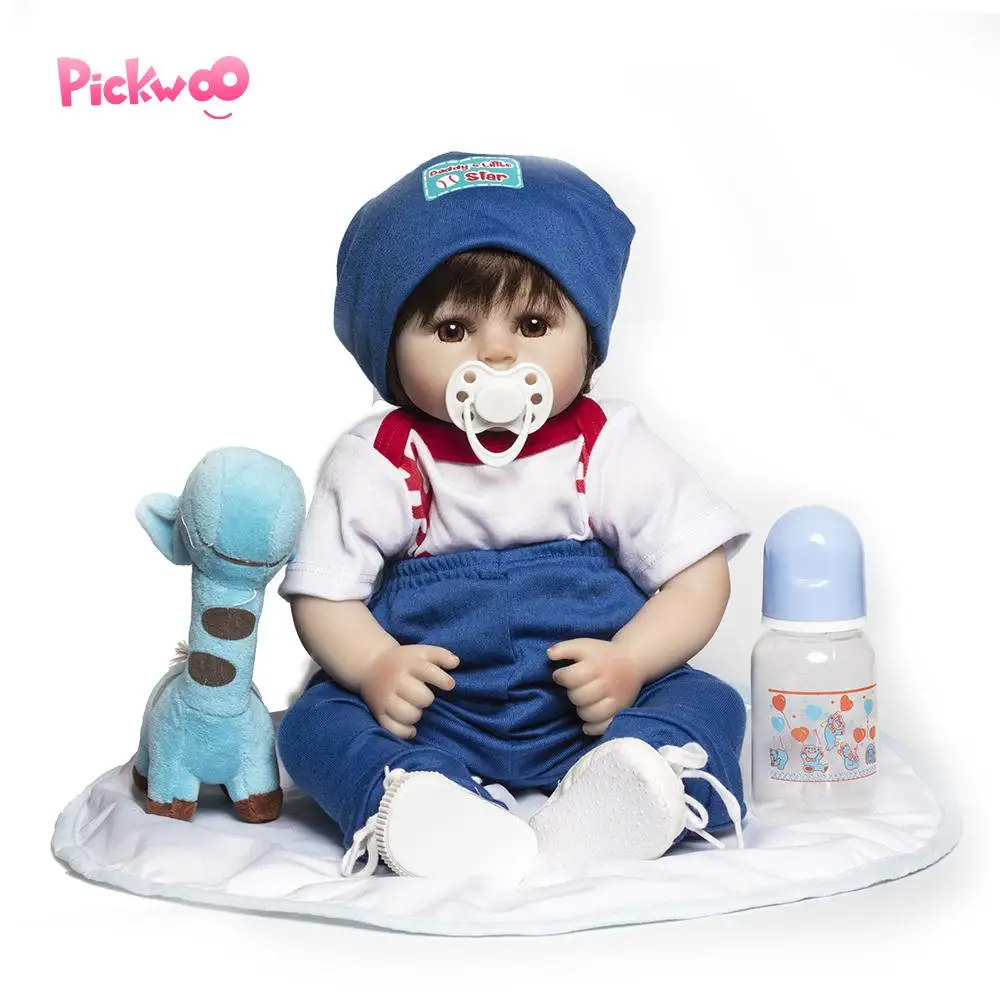 

Pickwoo 18 inch 48cm bebes Baby reborn doll soft Silicone girl Dolls Boneca Reborn Brinquedos Bonecas children's day gifts toys