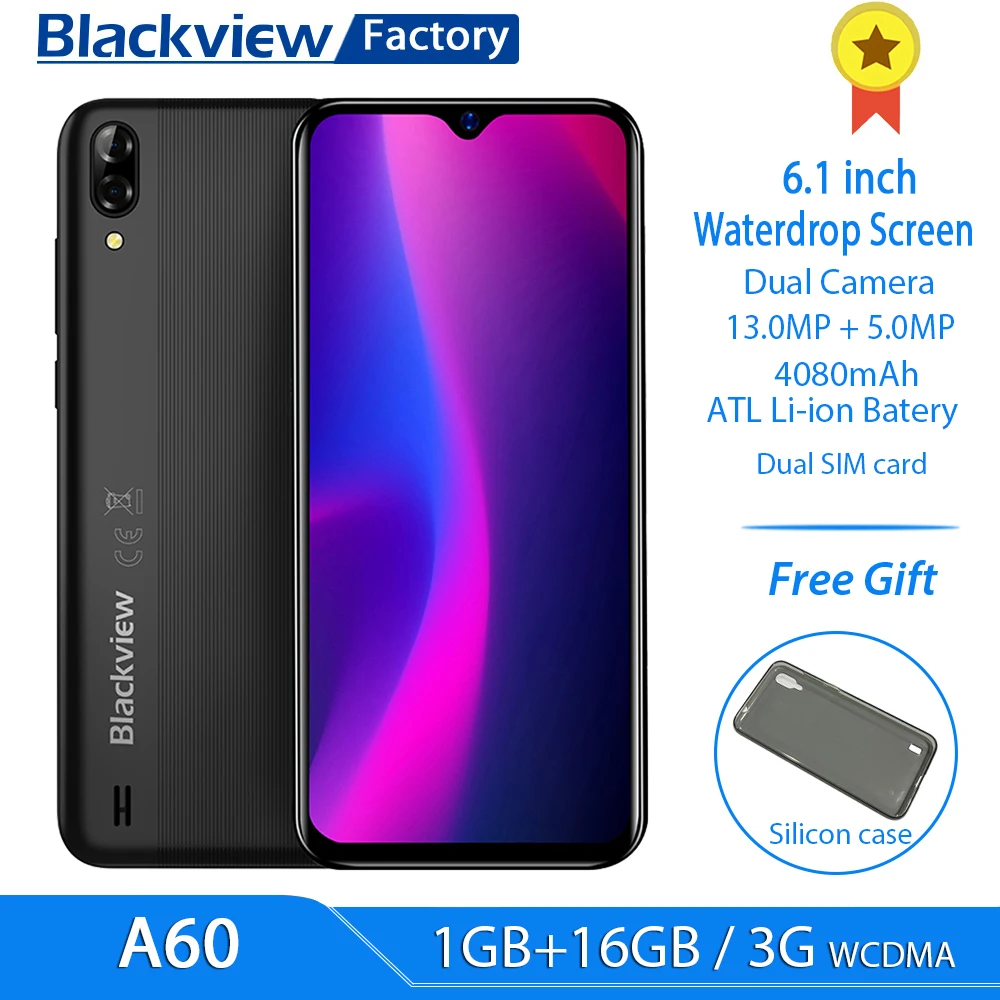 Blackview A60 смартфон с 6 1 дюймовым дисплеем четырёхъядерным процессором MT6580 ОЗУ ГБ
