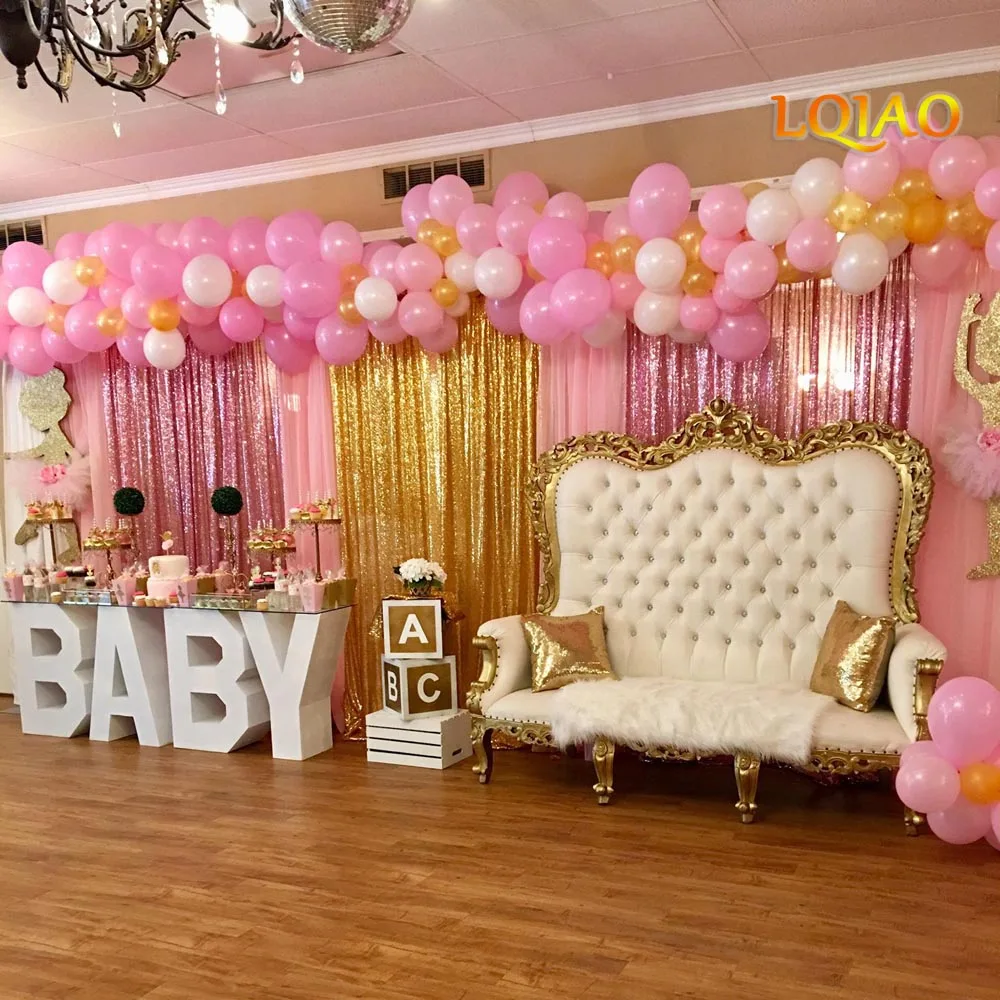 Rose Gold Fuchsia Pink Gold sequin Backdrop 001