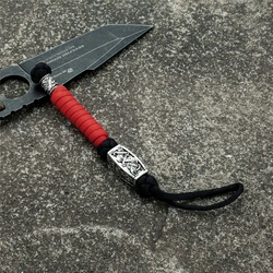 Vintage Norse Mythology Rune Amulet Lanyard Keychain - Handmade Paracord Rope Jewelry Pendant (Red)