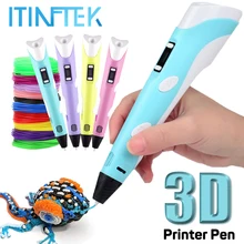 ITINFTEK 3D stylo d'impression bricolage 3D imprimante stylos à dessin Filament PLA ue prise USB meilleur cadeau d'anniversaire de noël pour les enfants