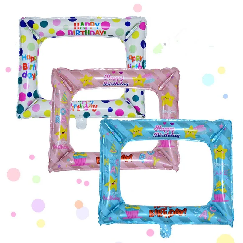 

Birthday Photo Frame Foil Balloons Photo props Globos Birthday party decorations kids Baby Shower Air Ballon Inflatable Toys
