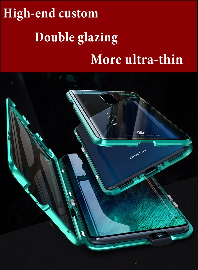 HTMOTXY Магнитный двойной чехол из закаленного стекла для телефона s для Oneplus 7 Pro Чехол из закаленного стекла с металлической рамкой для Oneplus 7 чехлы