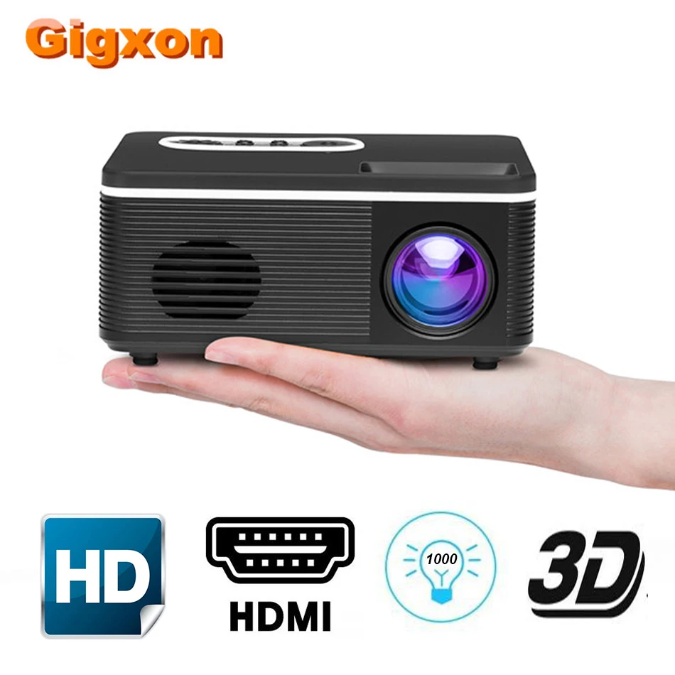Gigxon H88 светодиодный проектор 1000 люмен 320x240 пикселей 3D 1080P Поддержка громкоговорителя TF HDMI Мини проектор с usb-разъемом домашний медиа плеер