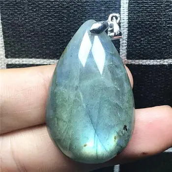 

Natural Labradorite Pendant Jewelry For Woman Man 33x19x4mm Beads Silver Yellow Blue Crystal Water Drop Moonstone Stone AAAAA