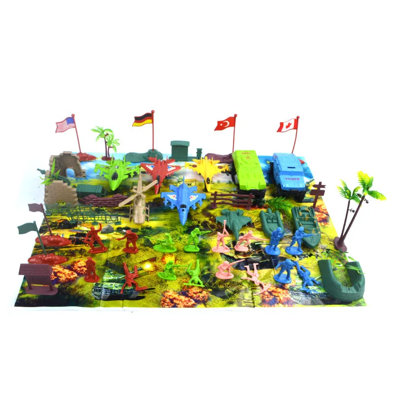 

Color World War II Military Base Toy xiao bing ren Soldier War Sand Table Scene Environmentally Friendly Plastic Model er tong t