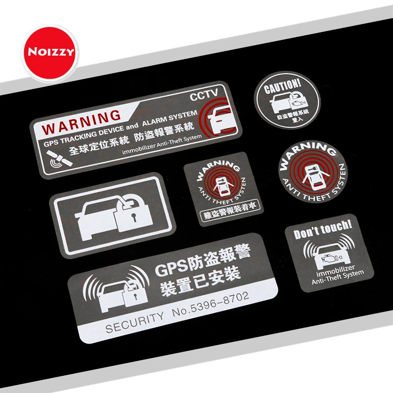 Noizzy Warning Anti Theft System Caution Car Window Sticker Vinyl Auto