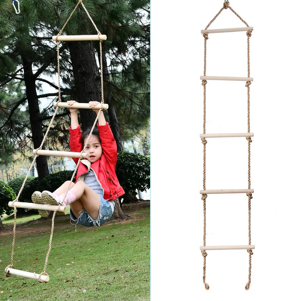 

5 Knots Wooden Climbing Rope Ladder Swing Outdoor Sports Toys For Kids
