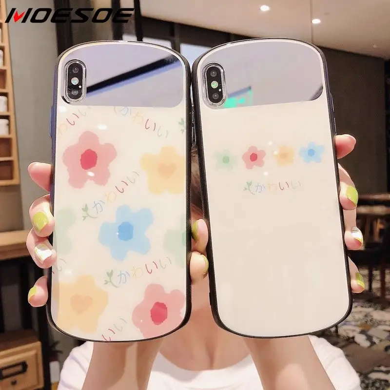 MOESOE милый цветочный стеклянный Жесткий Чехол для iPhone 11 Pro XR X XS Max 7 8 6 6s Plus изогнутый