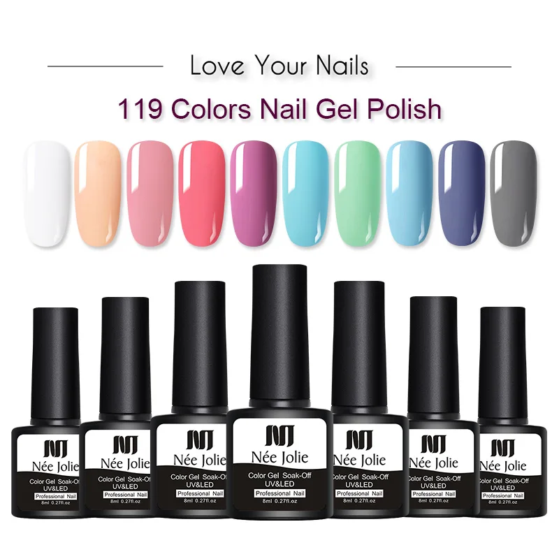 

NEE JOLIE 8ml Gel Nail Polish Sweet Colorful Long Lasting Soak Off UV Gel Nail Varnish One-shot Nail Art DIY Beauty Design Gel