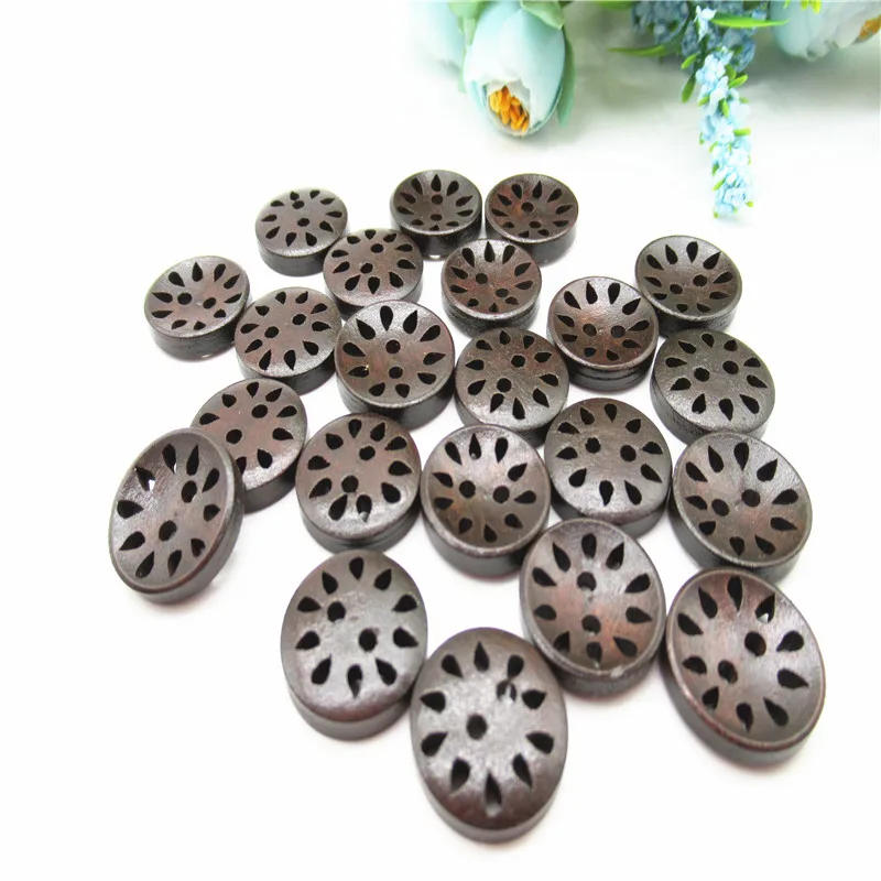 10/20PCS18mm деревянная пуговица, насыщенный кофейный цвет паз ажурным узором Фотофон в ретро стиле с изображением деревянного Пряжка швейная фурнитура K97