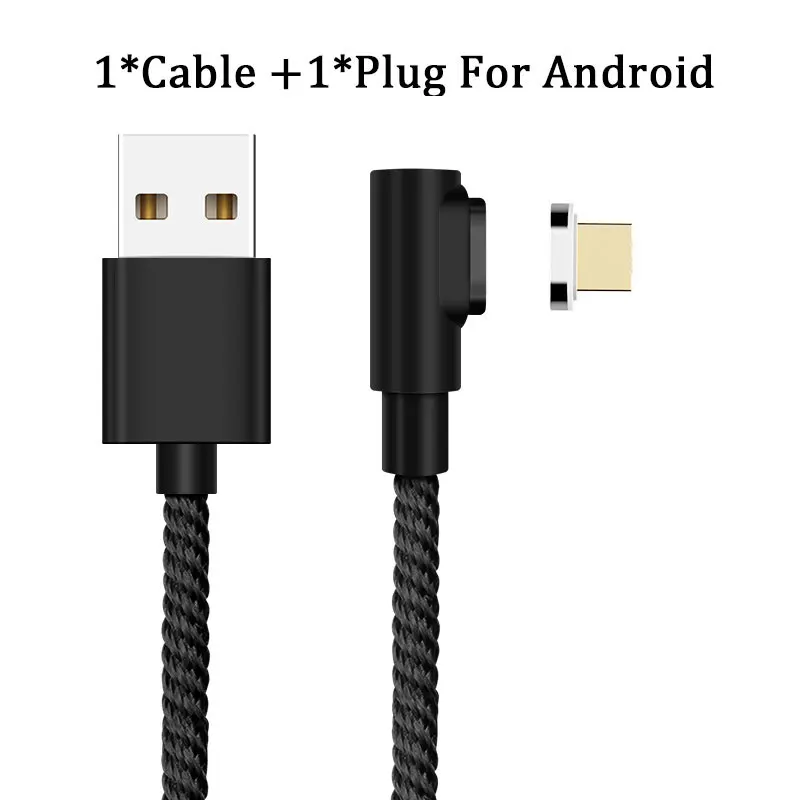 Black for Micro Магнитный кабель Vanniso 1 м 2 м Micro usb type C Быстрая зарядка 3A Microusb type-C магнитное зарядное устройство usb c для iphone X Xr Xs usb кабель - Цвет: Black for Micro