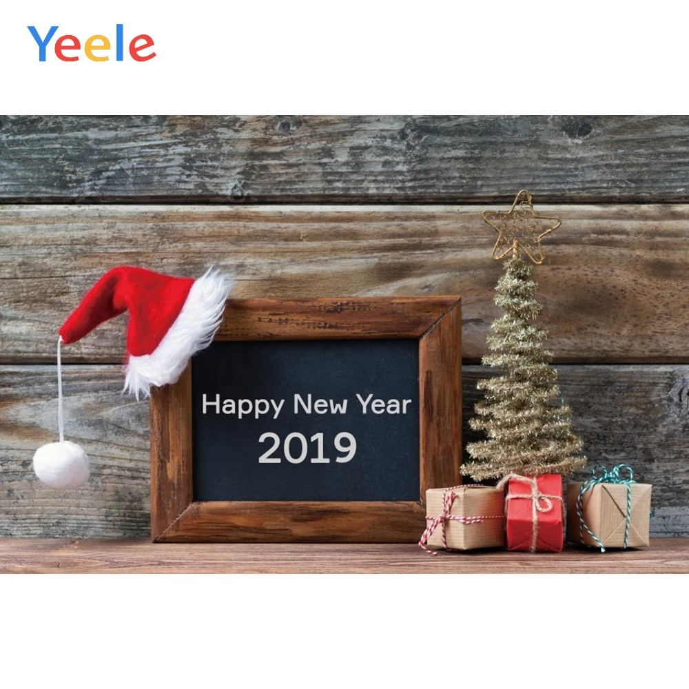 

Yeele Christmas Photocall Old Wood Hat Gifts Pine Photography Backdrops Personalized Photographic Backgrounds For Photo Studio