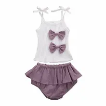 На возраст от 0 до 18 месяцев, Одежда для новорожденных Одежда для маленьких девочек комплект из 3 предметов, милые наряды одежда Майки+ юбка-пачка, шорты, штаны, костюм