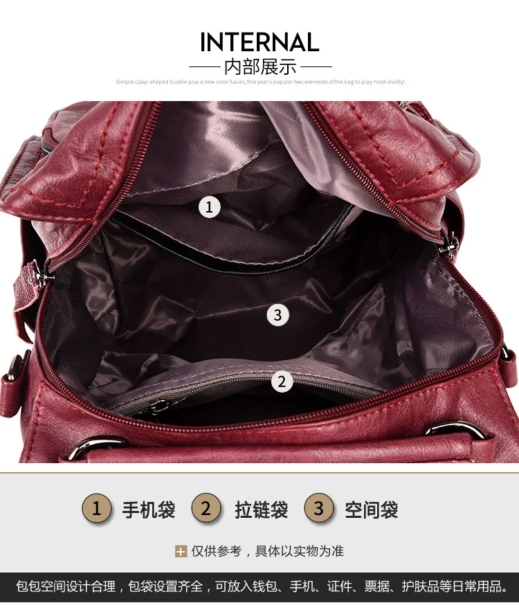 Cross Border Backpack WOMEN'S Bag Multi-functional Backpack Bag Europe And America New Style Retro Soft PU Leather Casual Youth