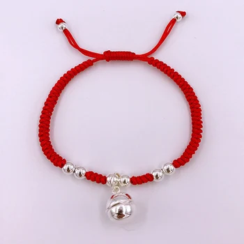 

La Monada 925 Sterling Silver Fashion 7 MM Bell Couple Bracelets Red Line Thread String Rope Jewelry Bracelets For Women Adjut