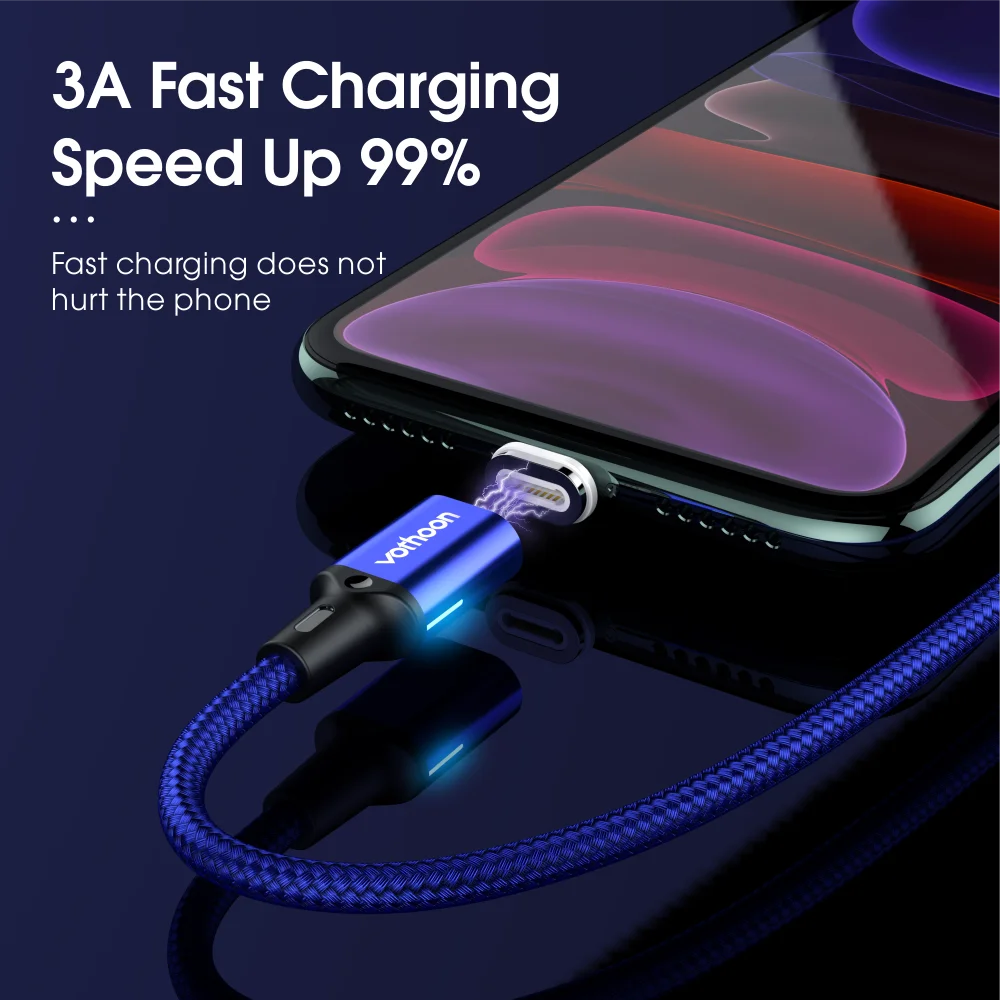 Vothoon 3A Magnetic USB Cable Fast Charging Micro USB Type C Cable For Samsung iphone 11 Pro Magnet Charger Mobile Phone Cable