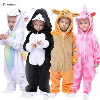 

Kigurumi Children Winter Sleepwear Kids Unicorn Panda Pajama sets Baby Girls Boys Licorne Stitch Onesies for 4 6 8 10 12 Years