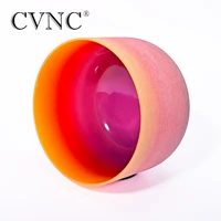 CVNC 8 Inch Rainbow Chakra Quartz Crystal Singing Bowl E Note Solar Plexus Chakra with Free Rubber Mallet and O-ring for Healing