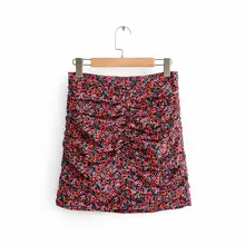 Сексуальная Женская короткая юбка с принтом летняя новая мода китайский стиль натуральная плиссированная женская короткая юбка элегантная натуральная юбка