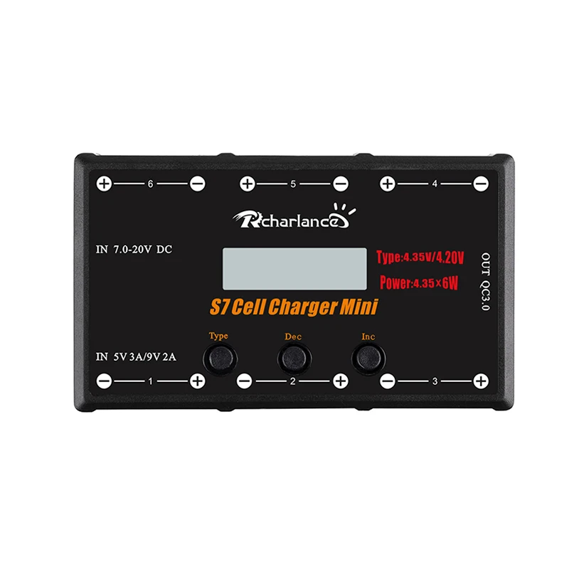 

RCHARLANCE S7 CELL CHARGER MINI 1S Battery Charger 6x4.35W LiPO/LiHV Battery Charger W/ Micro MX mCPX For RC Drone Helicopter