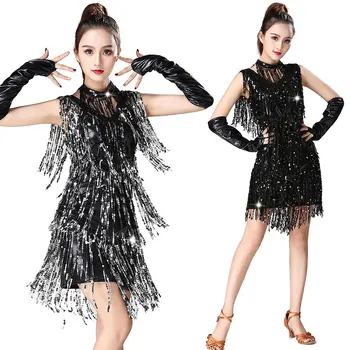 

Female Latin Tassel Dance Sequin Dress Stage Costume Stage Performance Costume Square Dance Performance Costume