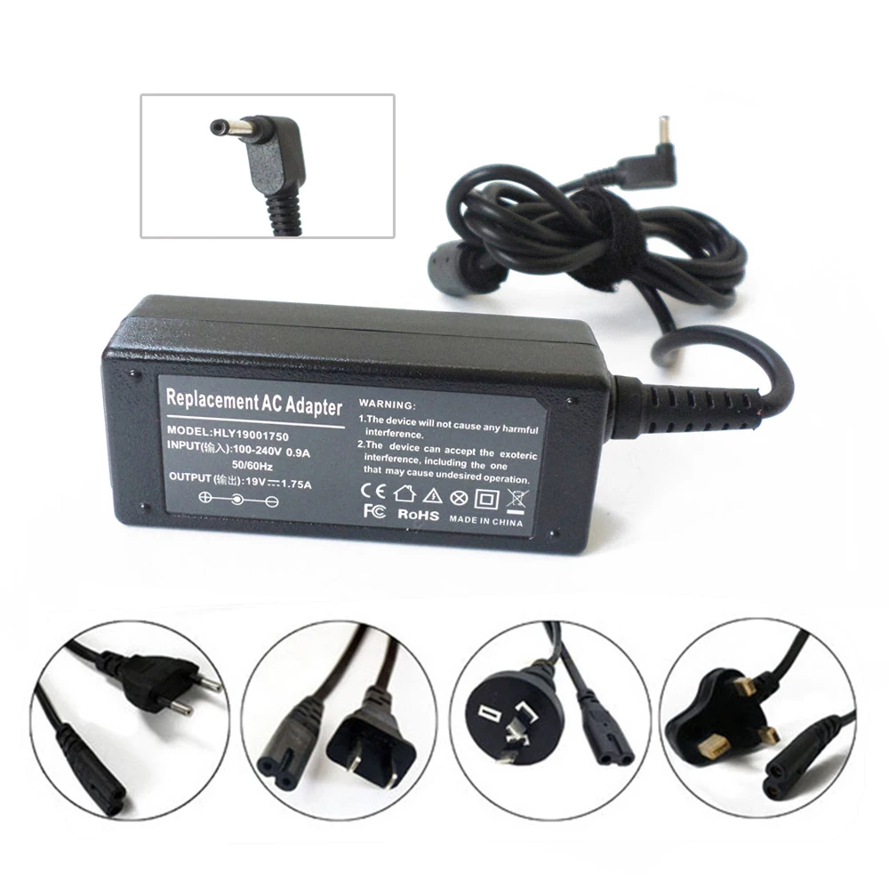 

19V 1.75A 33W AC Adapter Battery Charger Power Supply Cord For Asus E403 E403S E403SA E403N E403NA E403SA-US21 E502MA Notebook
