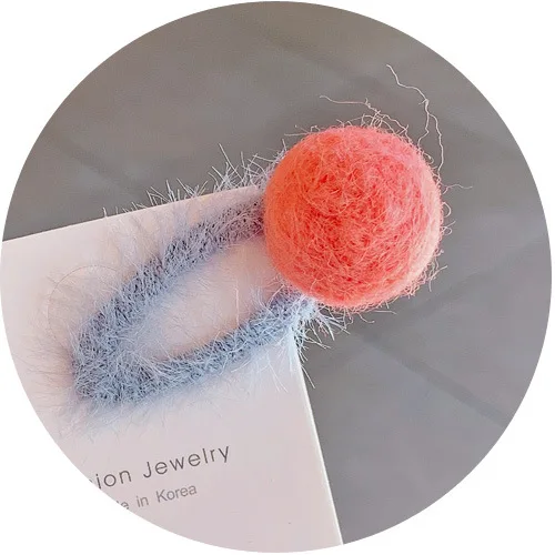 20 шт модные милые фетровые Pom защелкивающиеся зажимы однотонный шар заколки шпильки Принцесса аксессуары для волос для девушек аксессуары - Цвет: 7